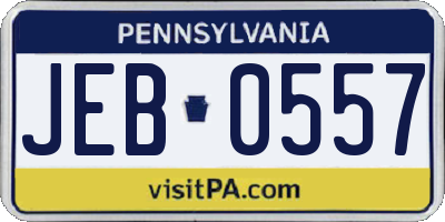 PA license plate JEB0557