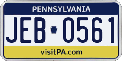 PA license plate JEB0561