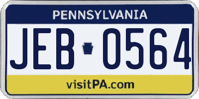 PA license plate JEB0564