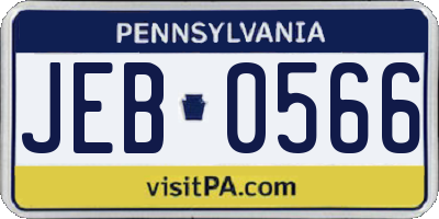 PA license plate JEB0566