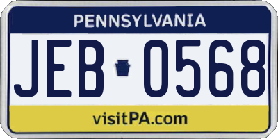 PA license plate JEB0568