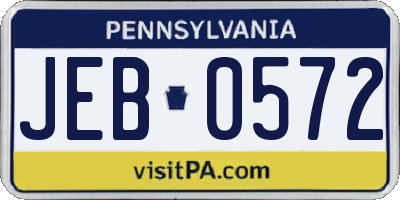 PA license plate JEB0572