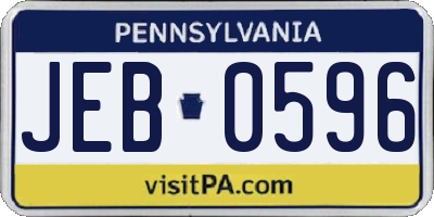 PA license plate JEB0596