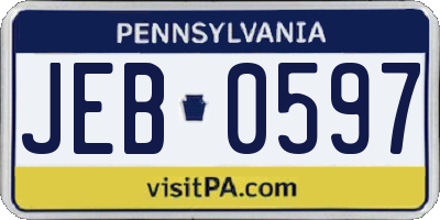 PA license plate JEB0597