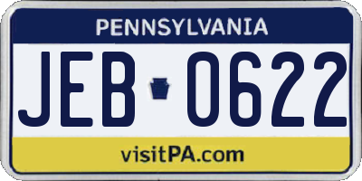 PA license plate JEB0622