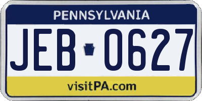 PA license plate JEB0627