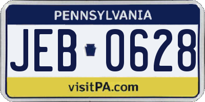 PA license plate JEB0628