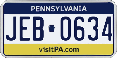 PA license plate JEB0634