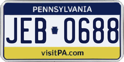 PA license plate JEB0688