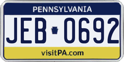 PA license plate JEB0692