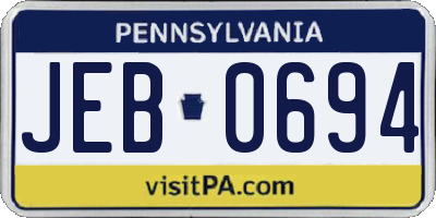 PA license plate JEB0694