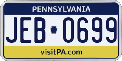 PA license plate JEB0699