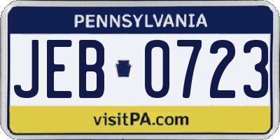 PA license plate JEB0723