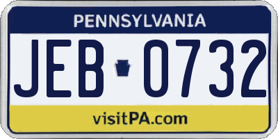 PA license plate JEB0732