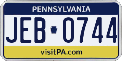 PA license plate JEB0744