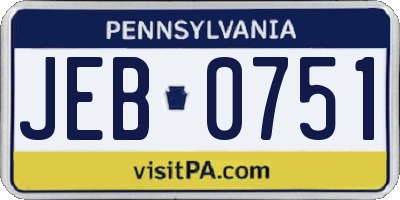 PA license plate JEB0751