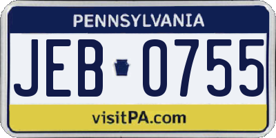 PA license plate JEB0755