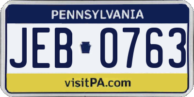 PA license plate JEB0763