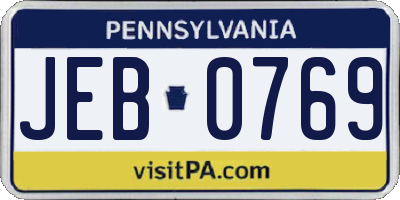 PA license plate JEB0769