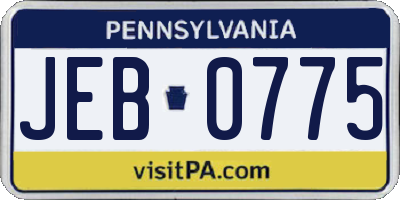 PA license plate JEB0775