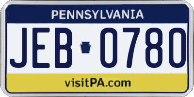 PA license plate JEB0780