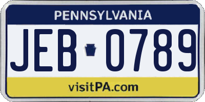 PA license plate JEB0789