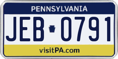 PA license plate JEB0791