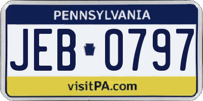 PA license plate JEB0797