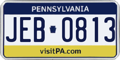 PA license plate JEB0813