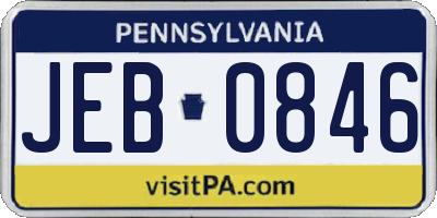 PA license plate JEB0846