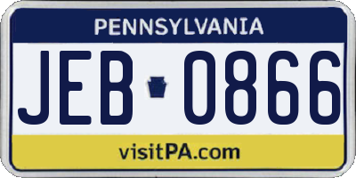 PA license plate JEB0866