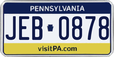 PA license plate JEB0878
