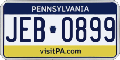 PA license plate JEB0899