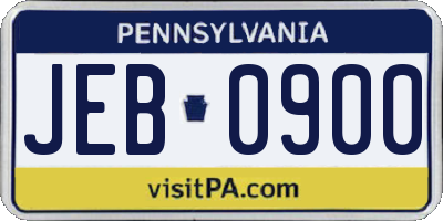PA license plate JEB0900
