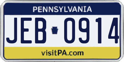 PA license plate JEB0914