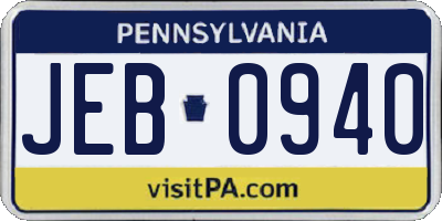 PA license plate JEB0940