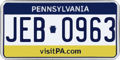 PA license plate JEB0963