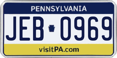PA license plate JEB0969