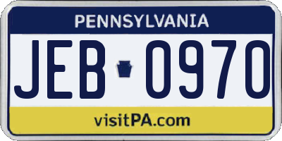 PA license plate JEB0970