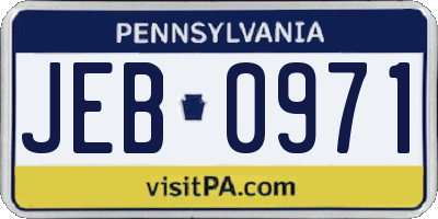 PA license plate JEB0971