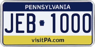 PA license plate JEB1000