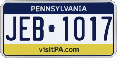 PA license plate JEB1017