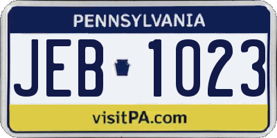 PA license plate JEB1023