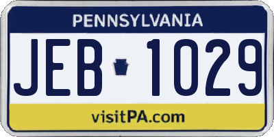 PA license plate JEB1029