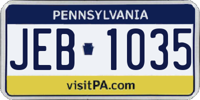 PA license plate JEB1035