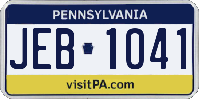 PA license plate JEB1041