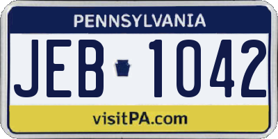 PA license plate JEB1042