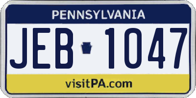 PA license plate JEB1047