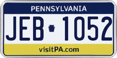 PA license plate JEB1052