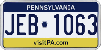 PA license plate JEB1063
